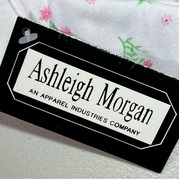 Vintage Ashleigh Morgan Shirt Womens Large White Floral Collared Shoulder Pads - Picture 6 of 12